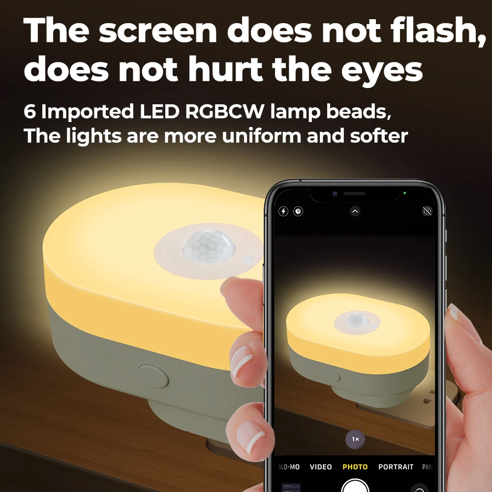 WiFi Tuya Smart LED Light PIR Motion Sensor Night Light Warm White RGB Wall Lamp EU Plug App Voice Control Work with Google Home 4