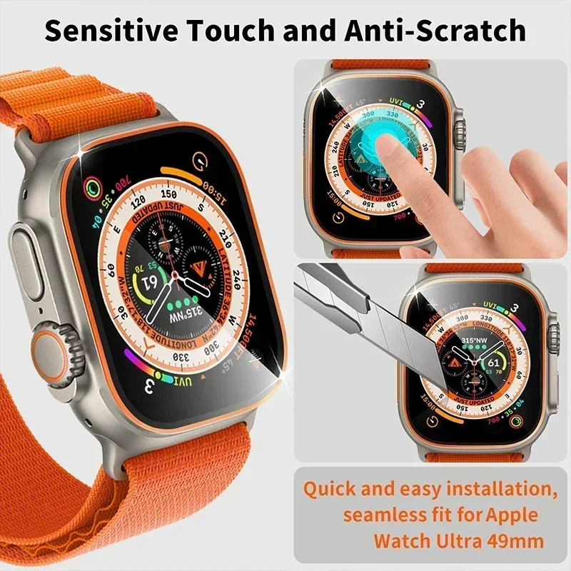 Screen Protector Glass for Apple Watch Ultra 2 49mm Metal Tempered Frame Film Anti-Scratch IWatch Series Ultra 49 mm Accessories