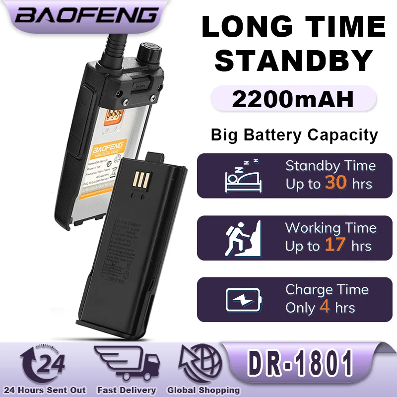 Baofeng DR-1801 Walkie Talkie Tier 1+2 Dual Time Slot Digital UV Dual Band 136-174 & 400-470MHz DMR Radio Two Way Radio DM-1801 2