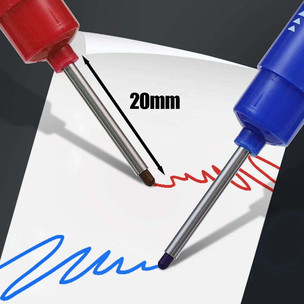 20-5Pcs 20mm Deep Hole Marker Pen for Metal Carpenter Long Nib Markers Pens for Woodworking Tools Waterproof Long Head Markers