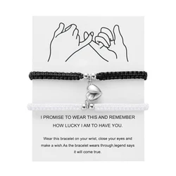 Handmade Heart Magnet Adjustable Braided Friendship Bracelet Set (BR24Y0210 - 6)