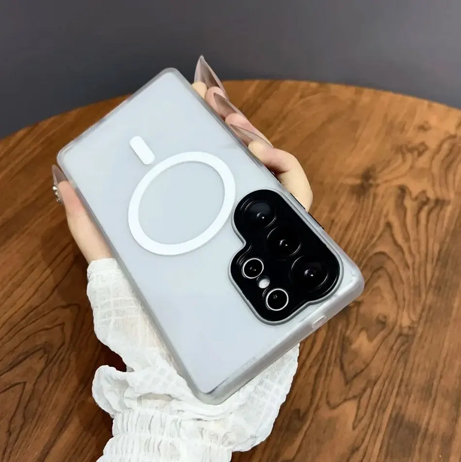 Magnetic Luxury Matte Translucent Armor Shockproof Case with Magsafe Wireless Charging Compatibility