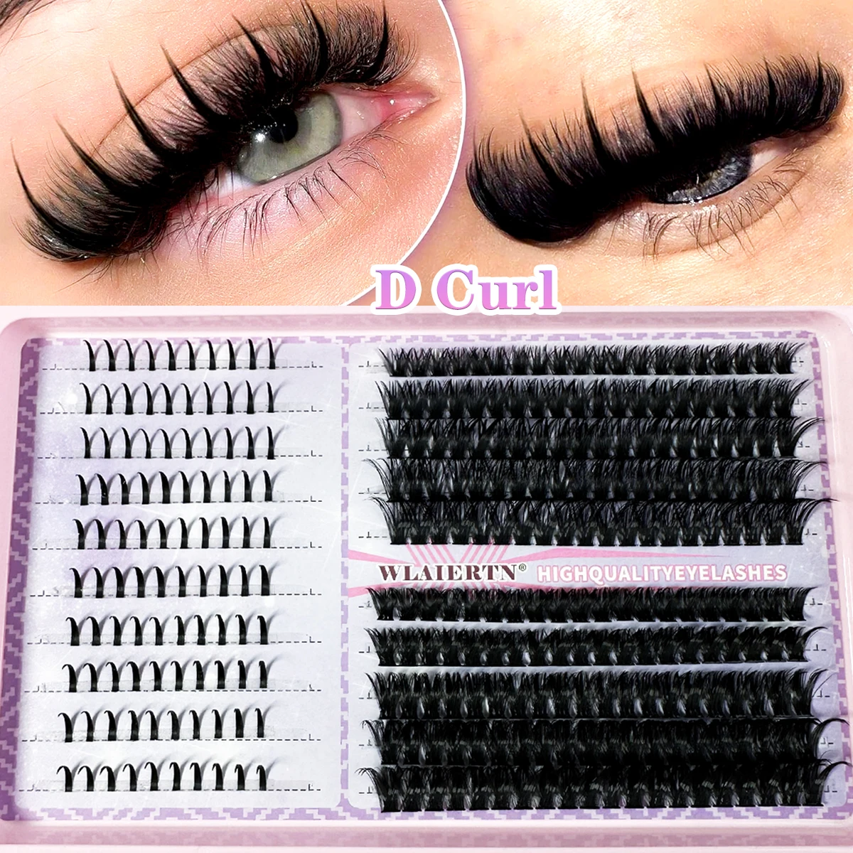ערכת הארכת ריסים ספייקס ריסים יחידים 3D נפח קבוצות ריסים D-Curly ערכת הארכת ריסים 10-16MM DIY הארכת ריסים