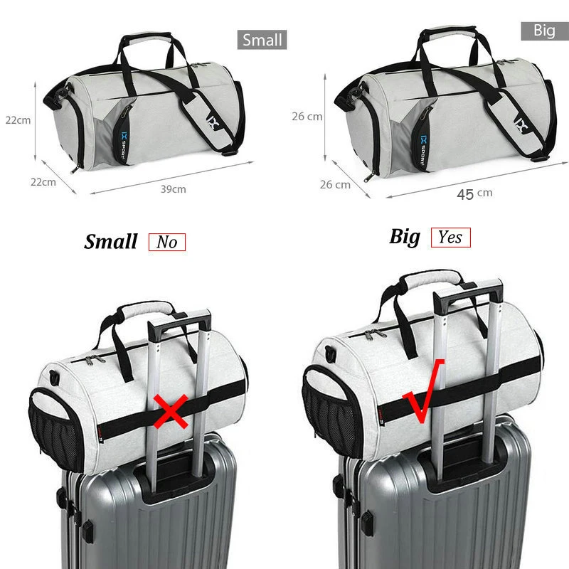 Gym Fitness Bag for Man Travel Male Training And Exercise Boston Shoes Waterproof Shoulder Handbag Sports Swimming Dry Wet Bag