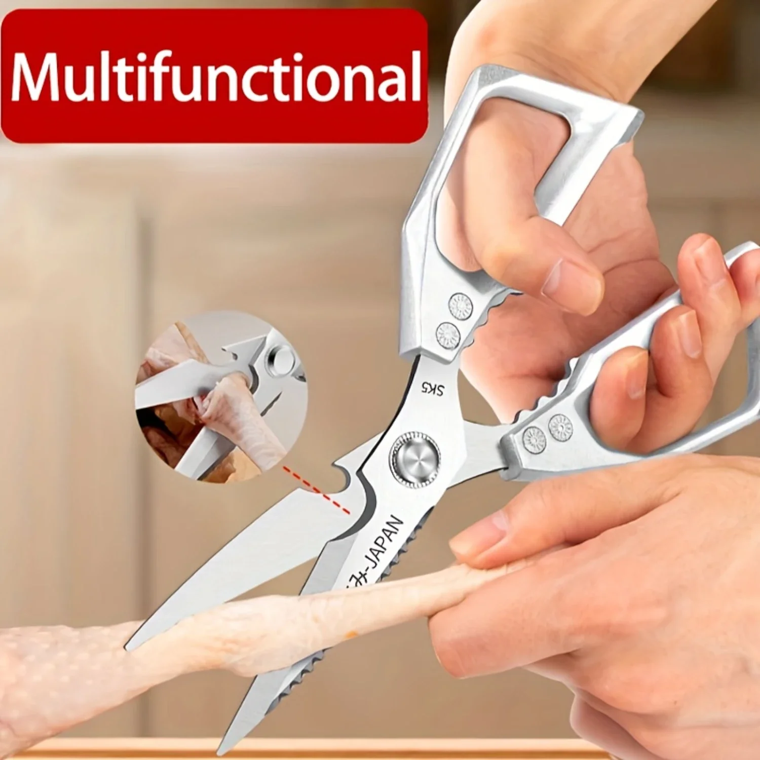 حاد الفولاذ المقاوم للصدأ مقص المطبخ مقص الدواجن عظم السمك مزيل متعدد الوظائف اللحوم الغذاء القاطع مقص للمطبخ