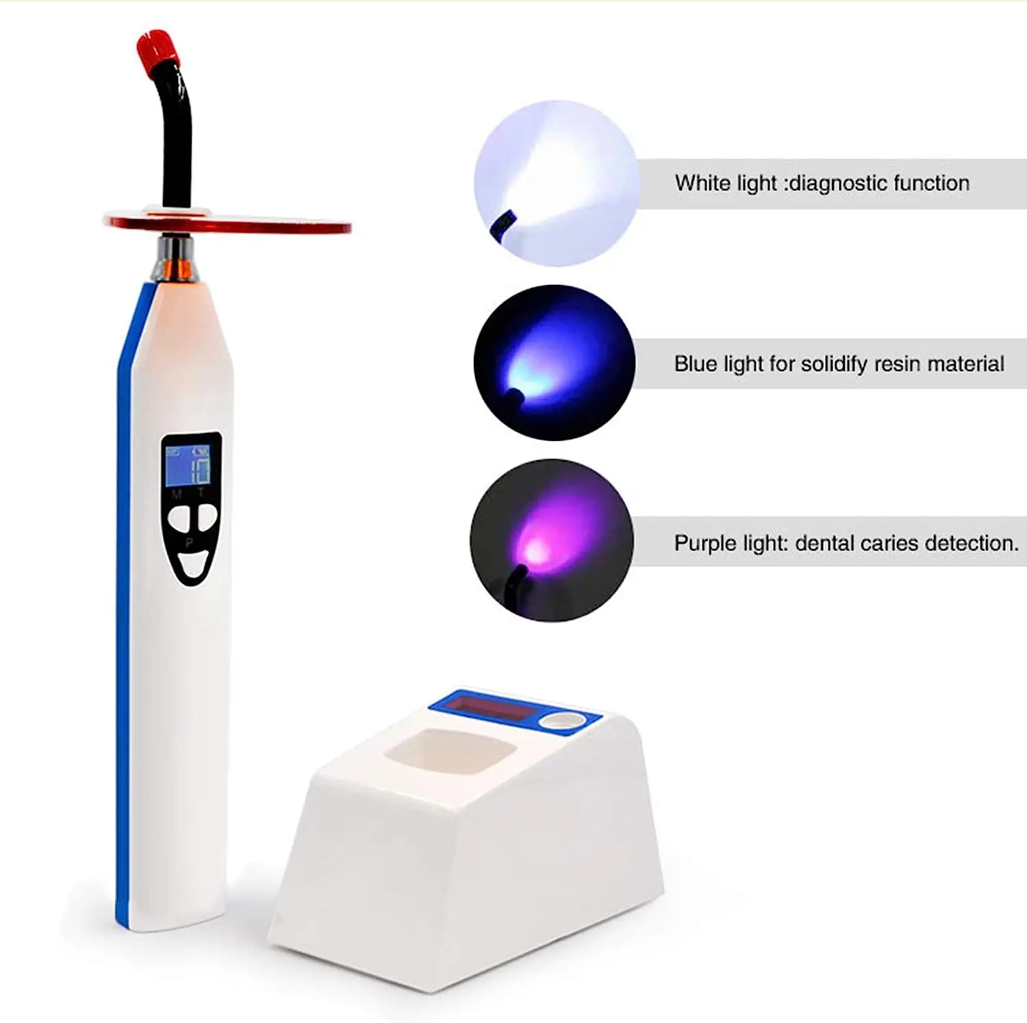 

LED Dental Wireless Cutting Light With Photopolymerizer Lamp Resin Oral Hygiene 4 Modes Blue /Purple Light Dentisty Equipment