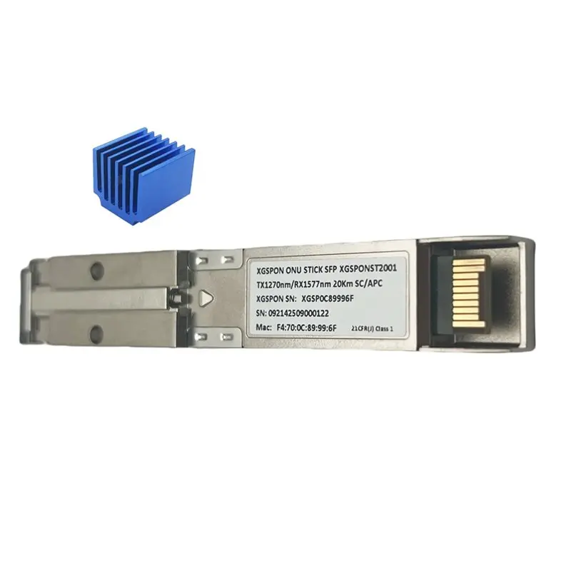 팬이 장착된 XGSPON ONU 스틱 SFP+, IP SN MAC 관리용 8311 펌웨어 사전 설치, 10Gb/S SC/APC 1270/1577Nm SMF SFP ONT