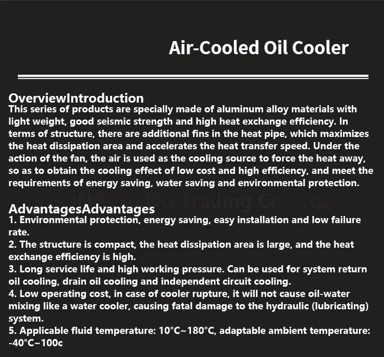 AH0608TL-CA Hydraulic Air Cooler Air Cooled Oil Radiator AF Series Plate-Fin Hyd