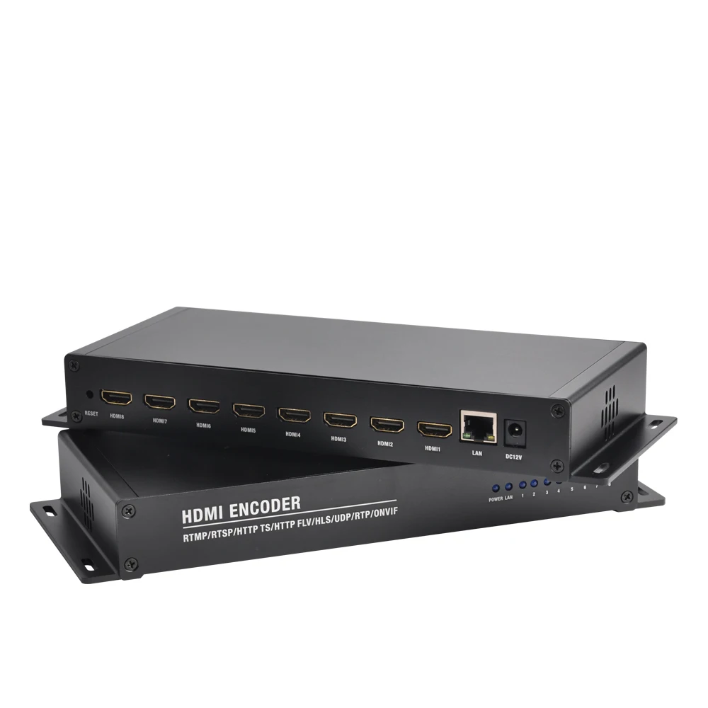 HD SRT 비디오 인코더, Ip H264 H265 IPTV, MPEG4, RTSP, HLS, RTMPS, 라이브 스트림, 페이스북, 유튜브, 8ch
