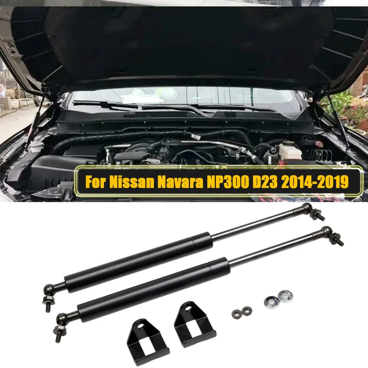 

2PCS Front Hood Bonnet Gas Struts Bars Spring Shock Lift Support Rod For Nissan Navara NP300 D23 2014-2019 Car Accessories