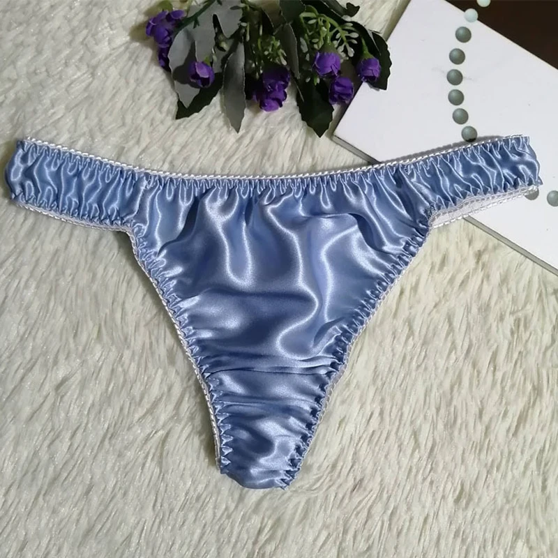 Men's Mulberry Silk T-Back Panties Low-Rise Breathable Sexy Solid Thong Underwear Fashion G-String Brief Male Bikini Underpant