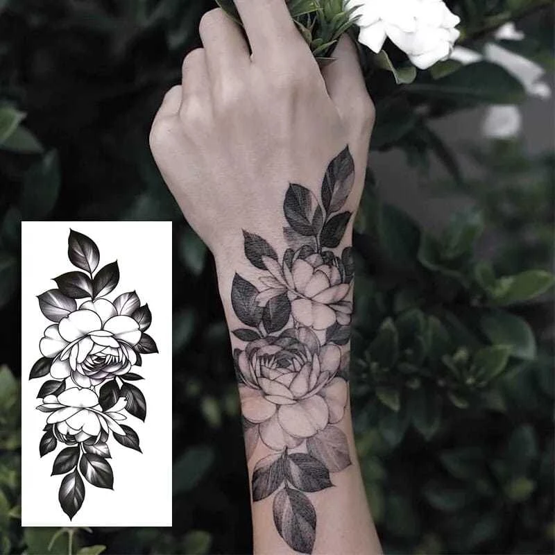 Hand Back Flower Tattoo Waterproof Long Lasting Fake Tattoo For Woman Men Arm Tattoo Temporary Tattoos Art Tattoo Sticker Aliexpress