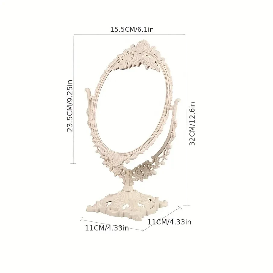 Makeup Mirror Women Desk Table Oval Shape Double Sided