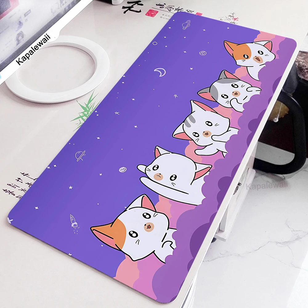 

Большой коврик для мыши Kawaii с милым котом, подкладка для мыши из натурального каучука, компьютерный геймерский коврик для мыши, настольные к...