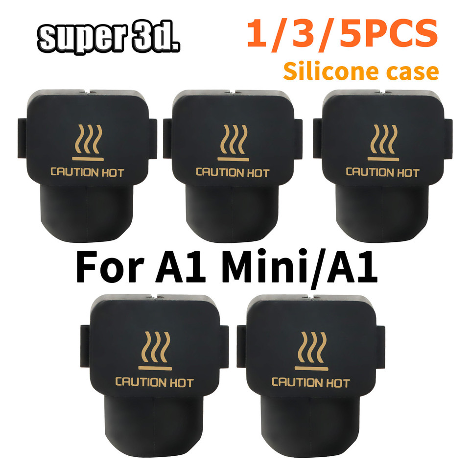 1/3/5Pcs Silicone Socks For Bambu Lab A1 Mini Case 3D Printer Heating Block Silicone Sleeve A1 Hotend Heat Insulation Case Cover
