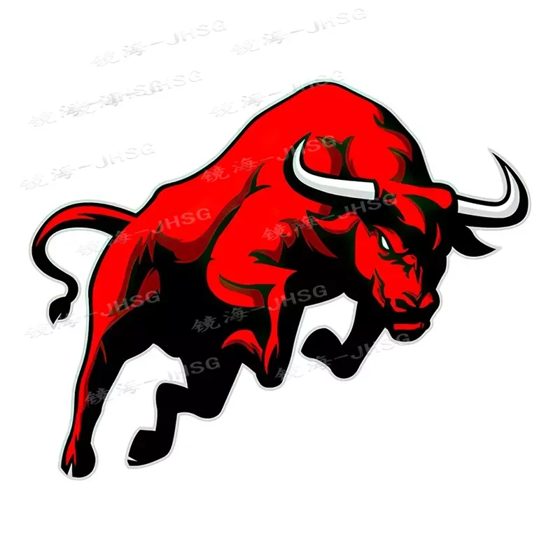Red Angry Bull, PVC Sticker, Wall Window Carrying Case, Laptop, Mirror, Scooter, Motorcycle, Car Sticker