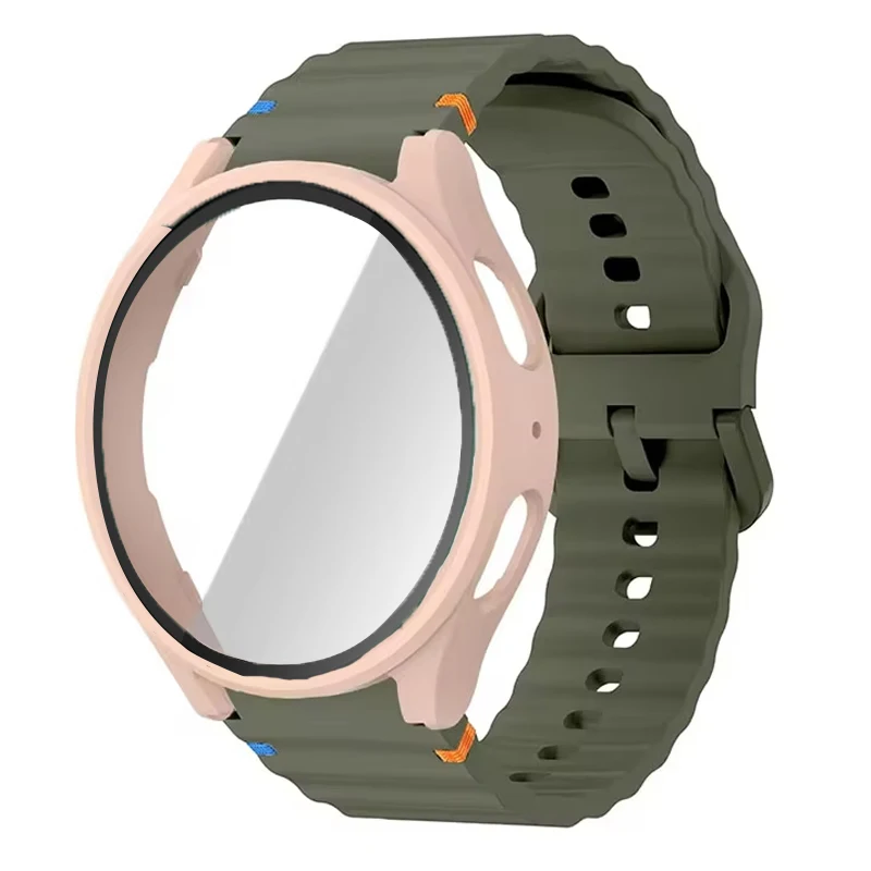 Silicone Watch Strap with Case and Screen Protector for 40-44mm Smartwatches - Durable Wrist Accessory