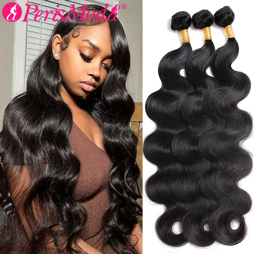 

PerisModa Body Wave Bundles For Women Brazilian Weaving 12A Virgin Human Hair 3/4 Pcs Wet and Wavy Human Natural Hair Extensions