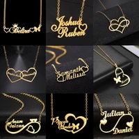 Lemegeton Custom Name Necklace Couple Name Pendant Personalized Stainless Steel Jewelry for Men Women Chain Choker Trend Gifts