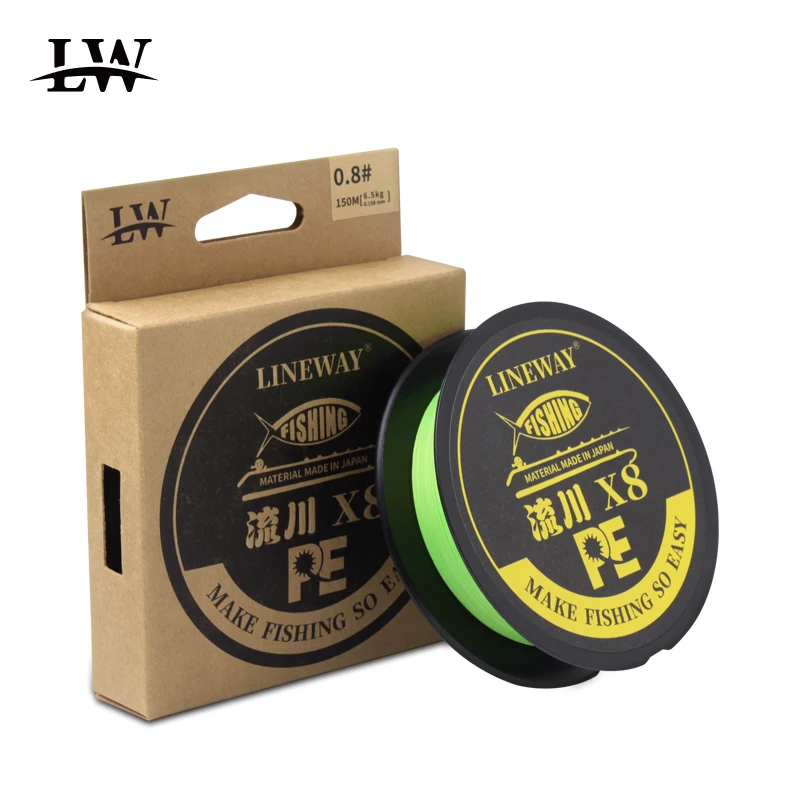 Kawa Fishing PE Line 8 Braided 150/100M 0.4/0.8/1.0/1.2/1.5/2.0/2.5/3.0# Durable Softs Strong Protofilament Imported From Janpan