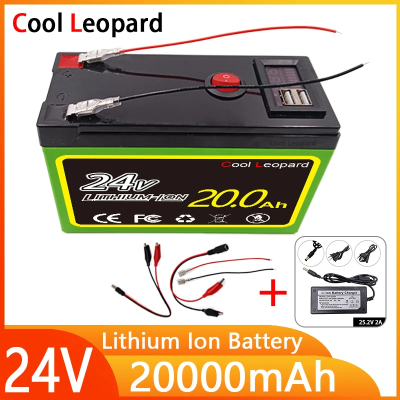 Boîte haute puissance 24V 20000mAH, Pack de batterie Lithium-Ion USB BMS intégré, utilisé pour les lampes LED et l'éclairage Mobile extérieur.