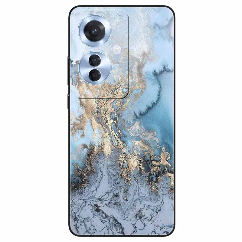 Black Marble Print Silicone Phone Cover - Fashionable Protective Shell and Soft TPU Case