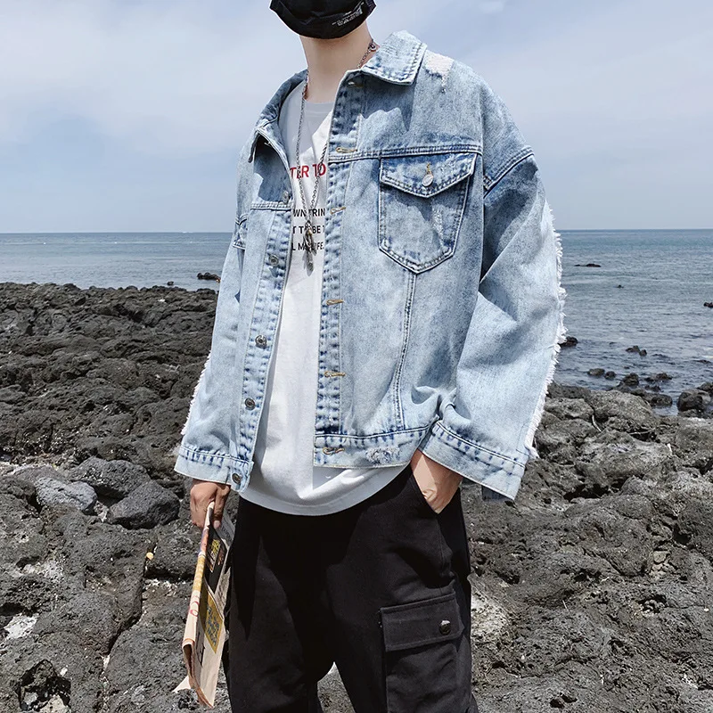

Spring And Autumn 2022 Fashion Casual Students Denim Jacket Men's Teenagers Brand Korean Printed Student Popular Jacket Men Coat
