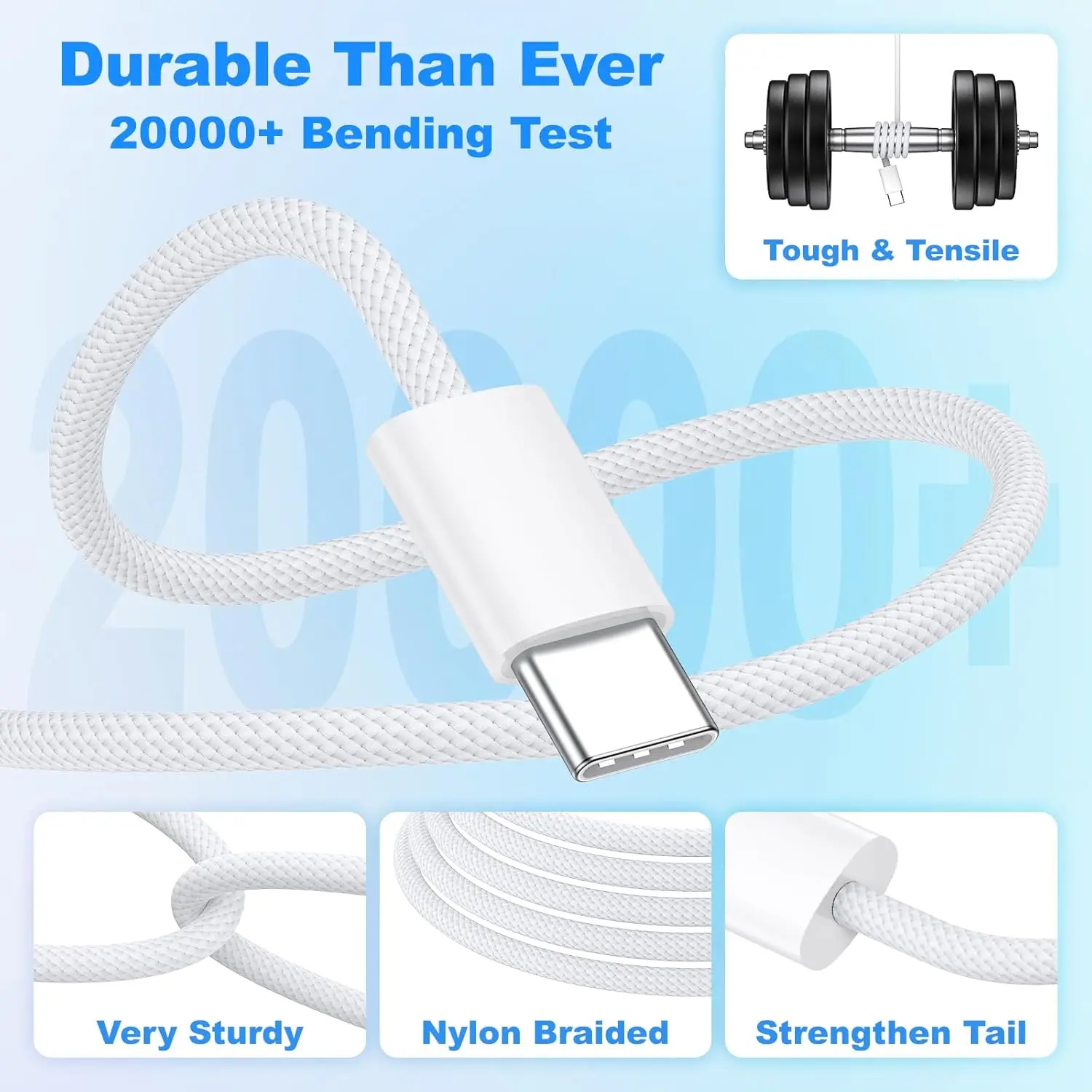 2팩 USB C to C 충전 케이블, 60W 타입 C to C 고속 충전 케이블 코드 애플 아이폰 17 프로 맥스/17 에어/16 프로 맥스/16용