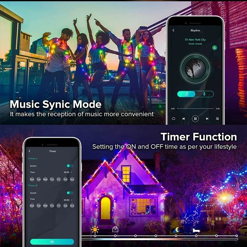 Bluetooth-Controlled LED Fairy Lights - Color-Changing String Lights for Indoor and Outdoor Decor