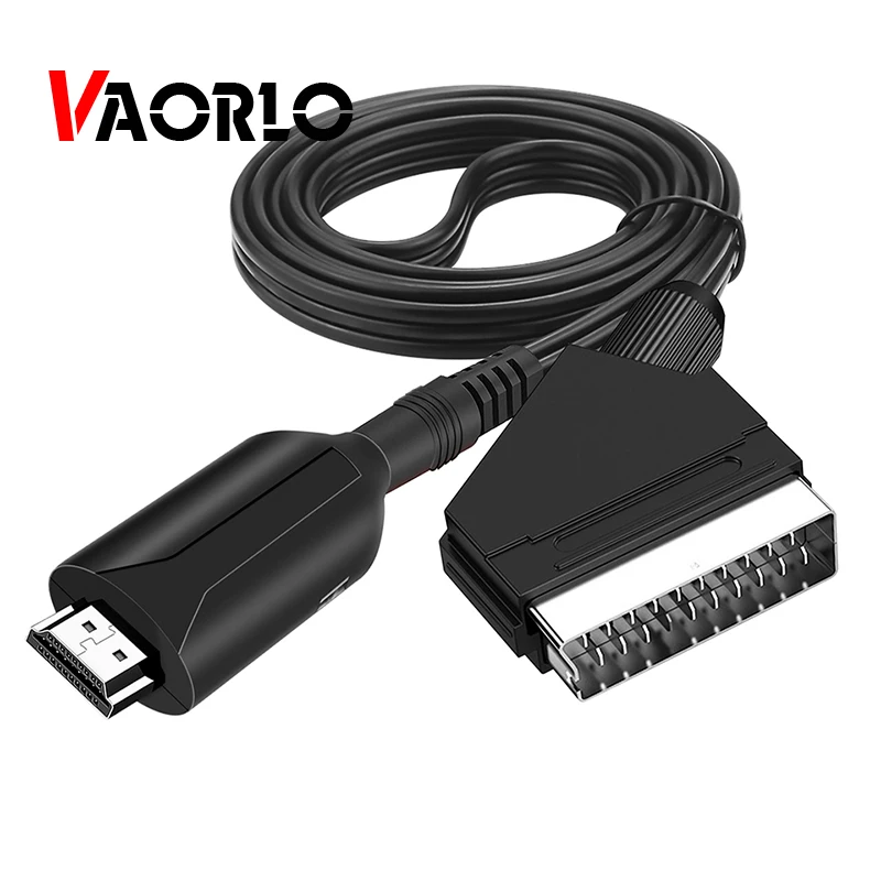 Vaorlo Hdmi-Compatibile A Scart Cable Scart-Adattatore Convertitore Audio Video Con Uscita Compatibile Hdmi Per Hdtv Dvd Per Sky Box Stb
