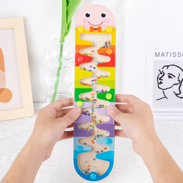 Wooden Rain Stick Musical Instrument Toy Large Rainbow Rainmaker Board Hourglass Montessori Sensory Toys Gifts For Toddlers Baby 2
