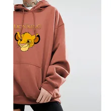 

Simba Hoodies Sweatshirts Women Pocket Bat Sleeve Hooded Kawaii Korean Style Fall 2022 Femme Streetwear The Lion King Sudaderas