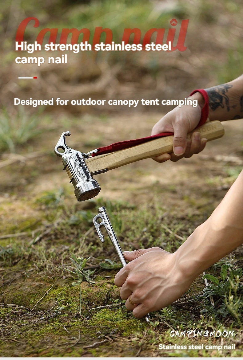 CAMPINGMOON R-Serie, vierer-Pack, hochfester Erdspieß aus Edelstahl 420, Zelt, Überdachungszelt, festes Campingplatzzelt, Nagel – Detail 1