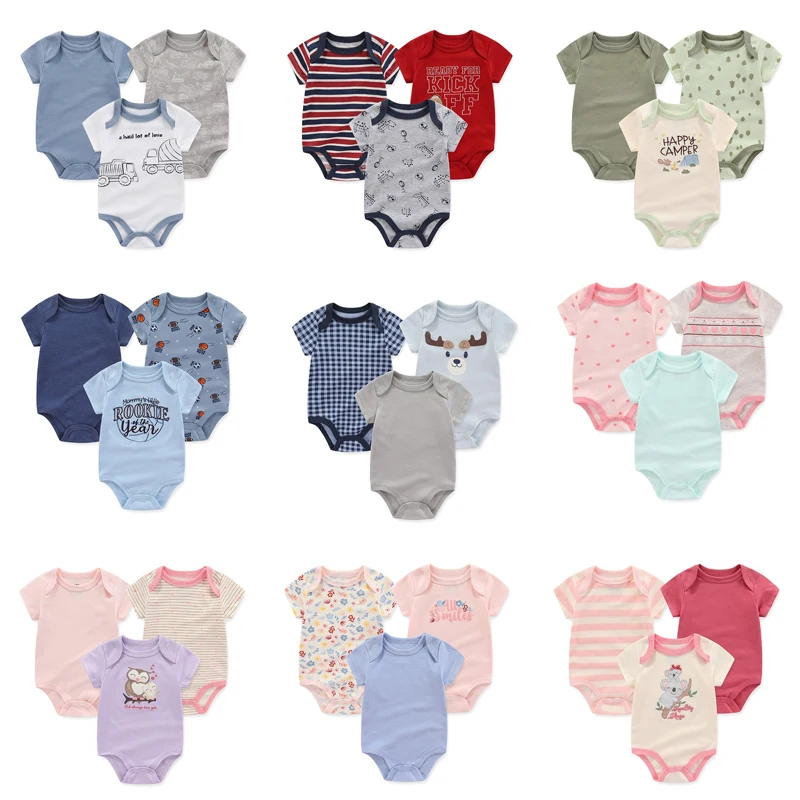 Infant Romper 3Pieces Unisex New Born Bodysuits Set Cotton Baby Girl Boy Clothes 0-12M Short Sleeve