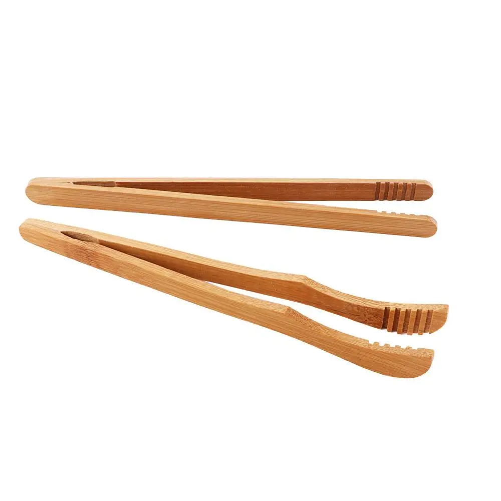 Bamboo Tea Accessories Wooden Food Tongs Bamboo Tongs 1/2/4pcs Wooden Tea Tweezer Bacon Tea Clip Tongs Bamboo Salad Food Toast Bend Clip Straight Clips Kitchen Accessories Teaware