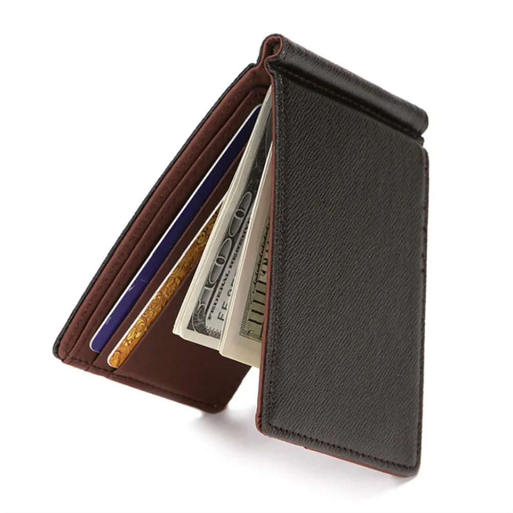 Fashion Men Wallet Short Skin Wallets Purses PU Leather Money Clips Sollid Thin Wallet Men Purse ID Credit Card Cash Holder 2