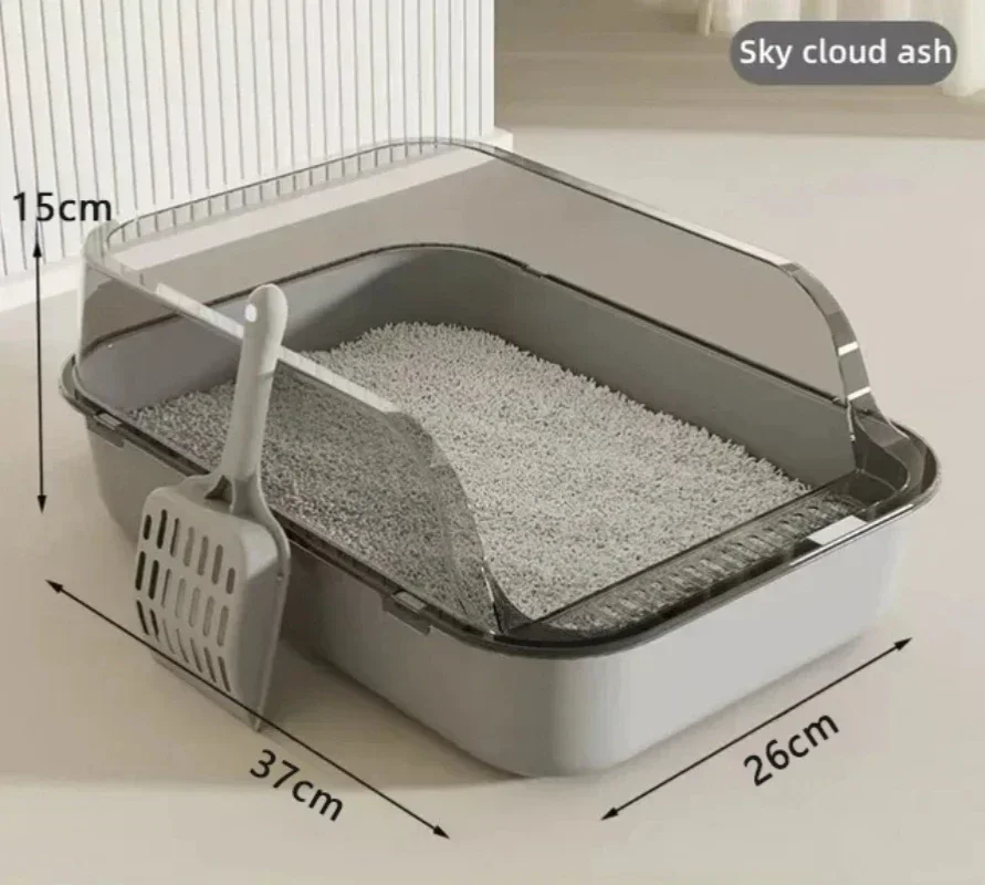 Kitty Sandbox Cat Litter Box Semi-enclosed Splashproof Cat Tray Toilet Cleaning Basin Supplies Pet Toilet Kitten Tray Bedpan cat litter box