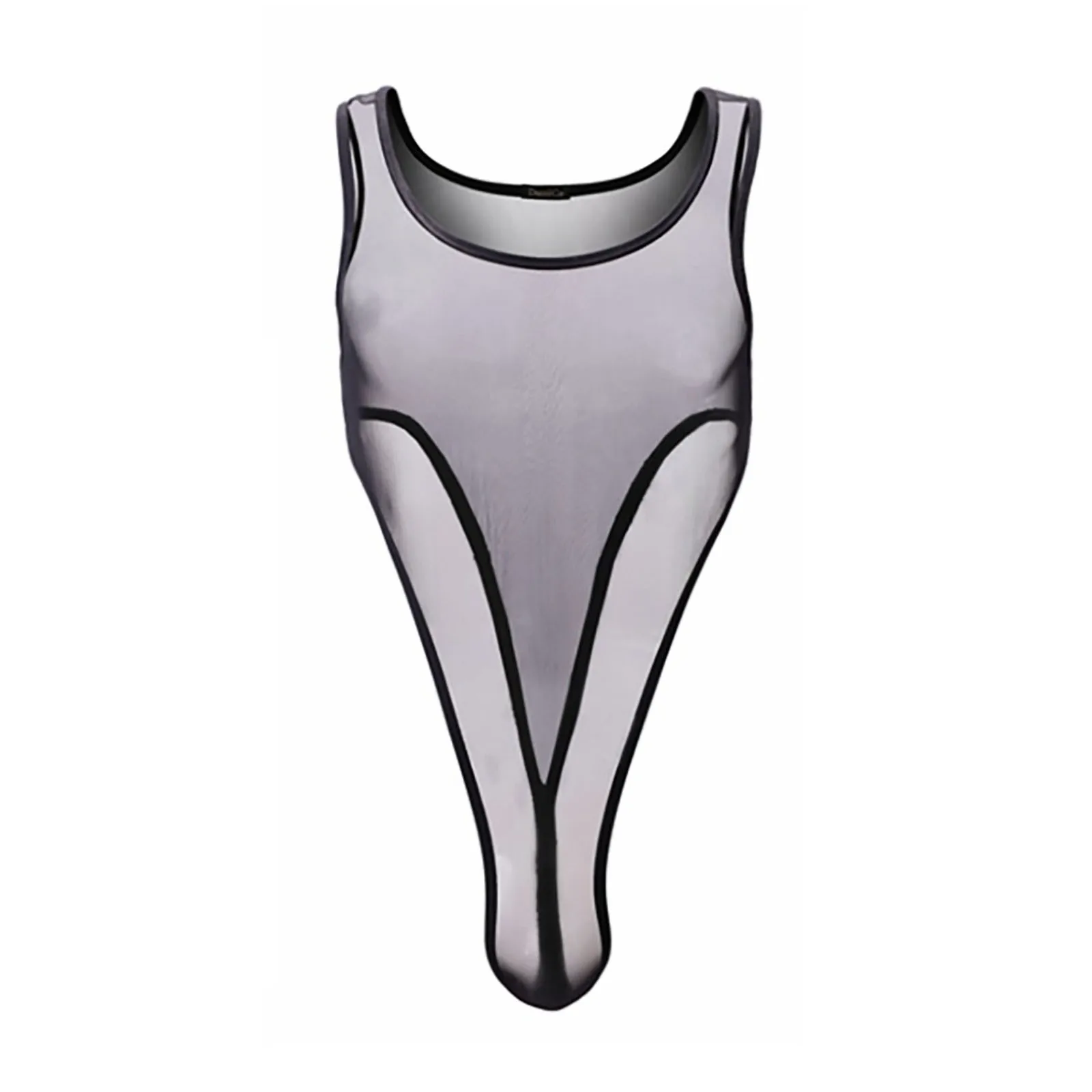 Men Bodysuits Jumpsuit Sexy Mesh Transparent Large Elastic Body Shaping Underwear