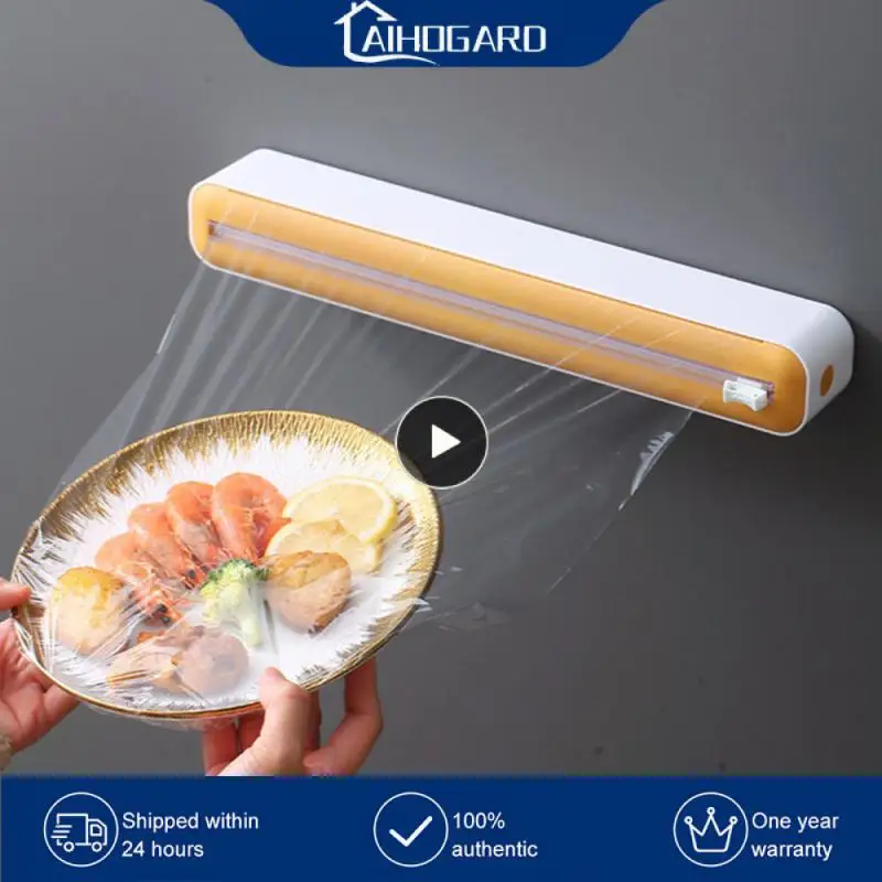 2In1 Plastic Wrap Dispenser Cling Film Dispenser Cutter Saran Wrap Dispenser Aluminum Foil Parchment Paper Injector Kitchen Tool