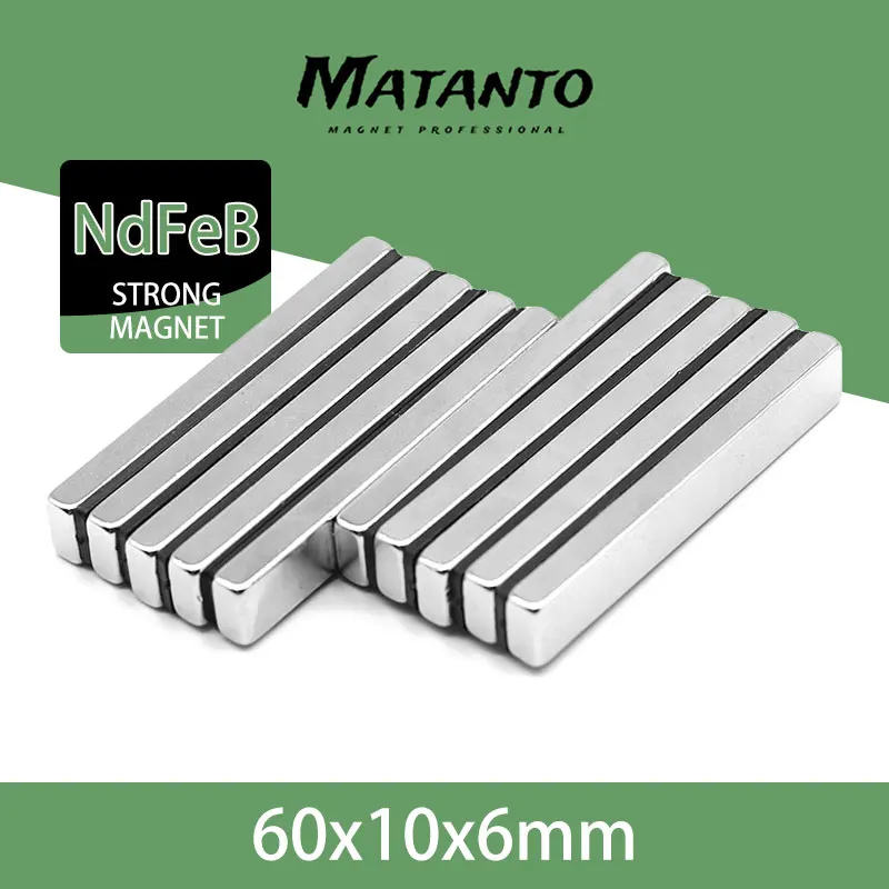 

1/2/5/10/15PCS 60x10x6mm Strong Block Neodymium Magnet Rare Earth Powerful Permanent Fridge NdFeb Magnets 60mm x 10mm x 6mm