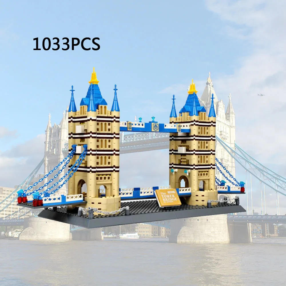 Blocco Modello Di Architettura Di Fama Mondiale Regno Unito Inghilterra London Tower Bridge Building Brick Toys Collection Per Regali