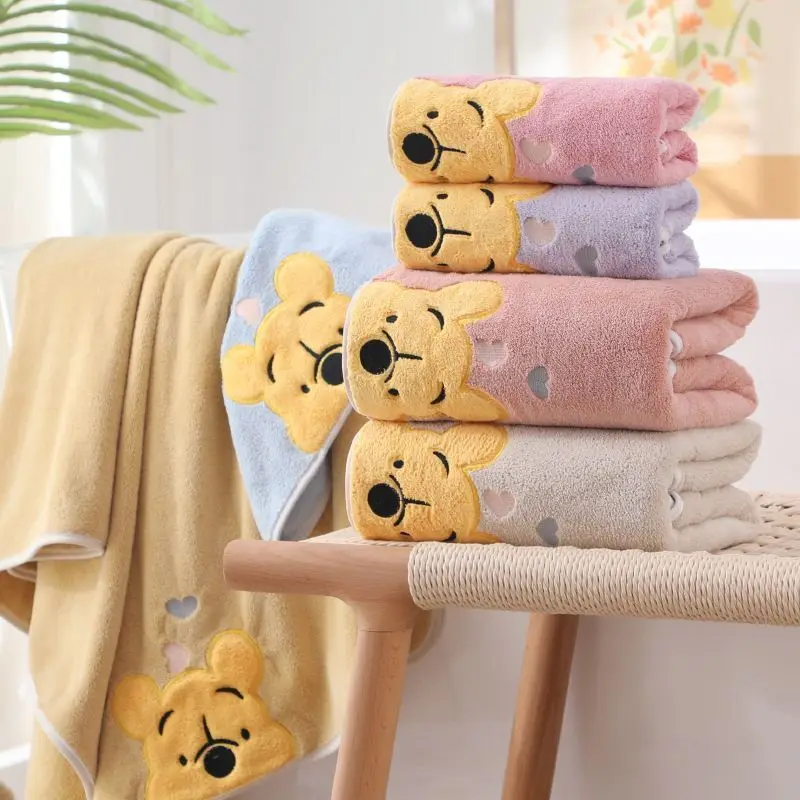 Bath Towel Winnie Bear Towel Set Soft Absorbent Coral Velvet Bath Home Wash Children Cartoon