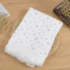 Custom Personalised Solid White Tassel Fringe Muslin Baby Blanket Muslin Swaddle Blanket Baby Receiving Blanket with Fringe 3