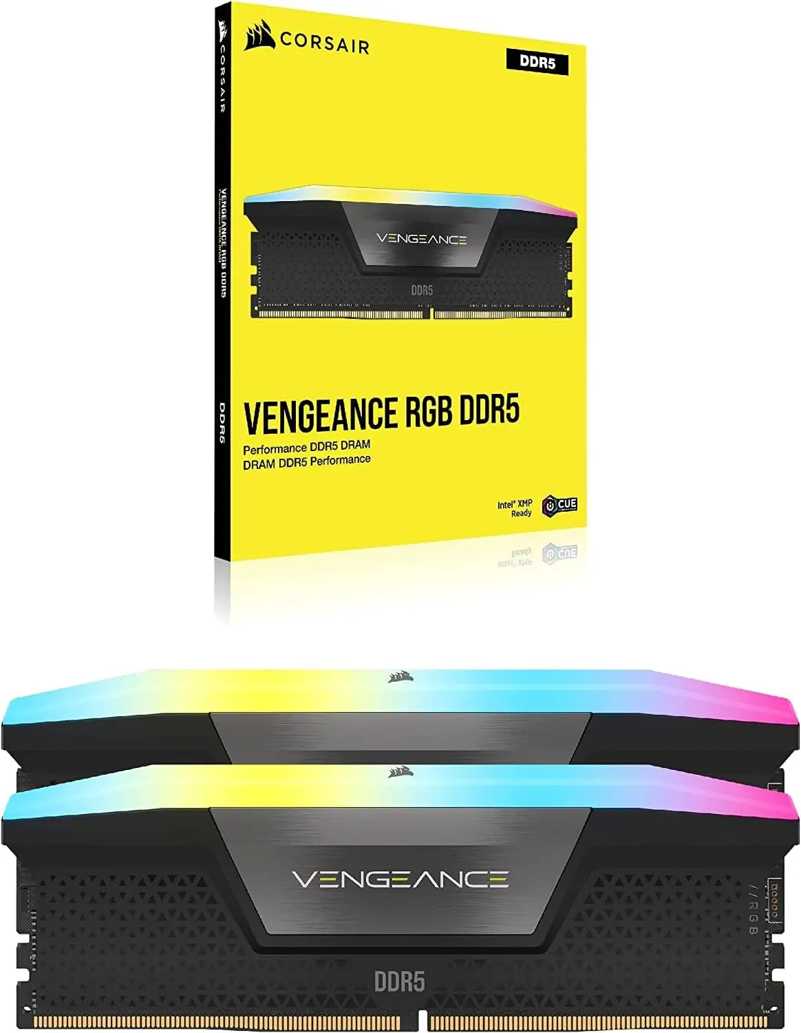 CORSAIR VENGEANCE RGB DDR5 RAM, 32GB (2x16GB), 6800MHz 인텔 XMP iCUE 호환 컴퓨터 메모리, 블랙