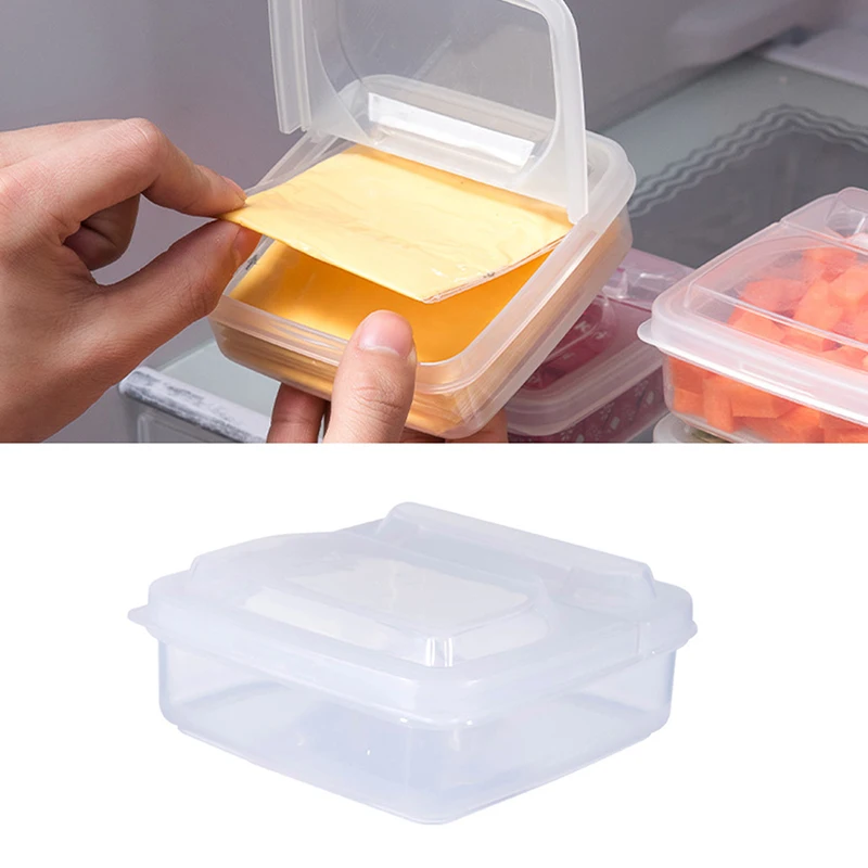 2pc Sliced Cheese Container For Fridge With Flip Lid Clear Top Food Storage  Box