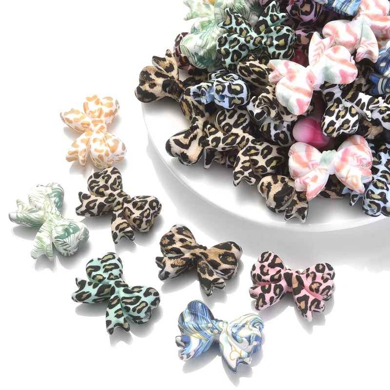 10Pcs Silicone Beads Cute Butterfly Bow Shape Food Grade Teether Beads DIY Pacifier Chain Necklace Accessories BPA Free 4