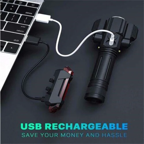 5000 루멘 핸드 헬드 USB 충전식 손전등 Led 방수 캠핑 토치 조절 줌 전술 손전등 자전거 2