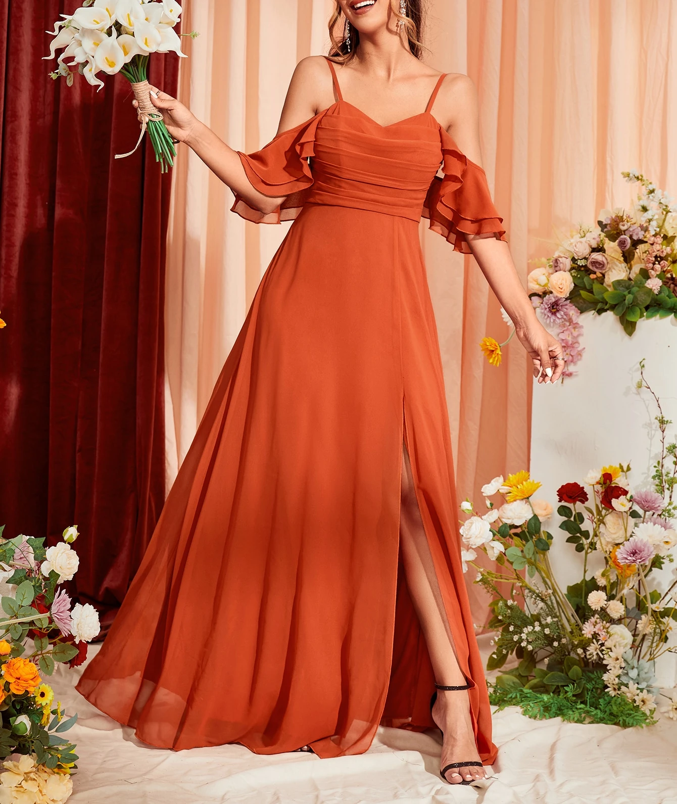 

Elegant Ruched Formal Evening Dress 2024 New Spring Chiffon Bridesmaid Dresses Sweet Summer Homecoming Gown Vestidos