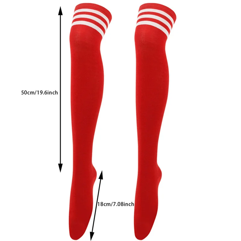 Chic Black/White Striped Over Knee Thigh High Socks