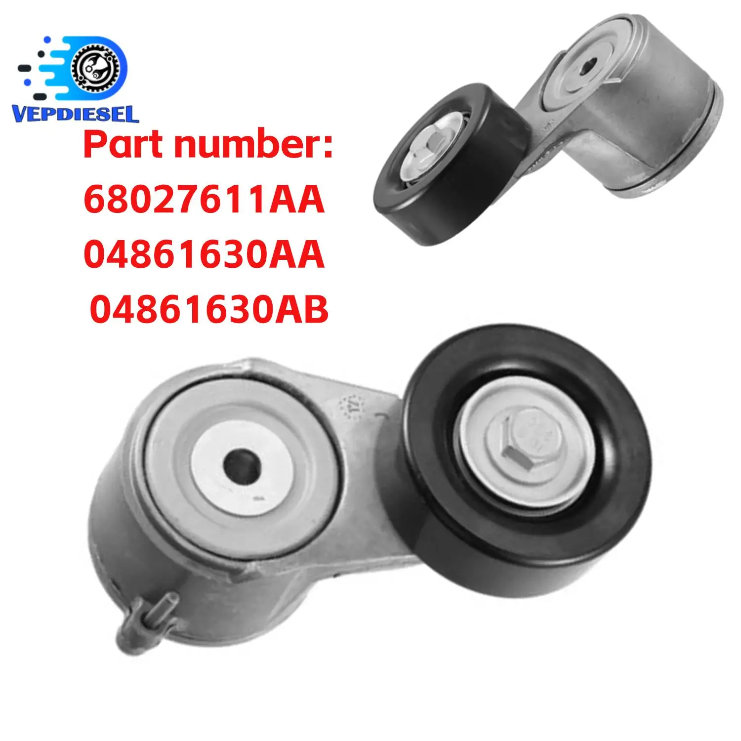 

New Belt Tensioner Assembly 68027611AA 04861630AA 04861630AB For Dodge Nitro 2.8 CRD Jeep Wrangler 70mm Diameter Pulley Parts